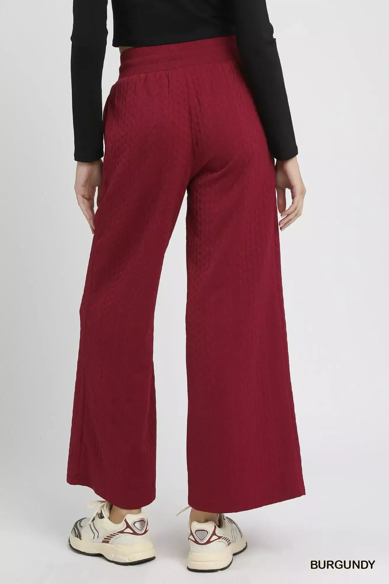 Umgee Cable Knit Textured Wide Leg Pants