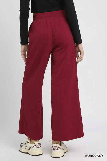 Umgee Cable Knit Textured Wide Leg Pants