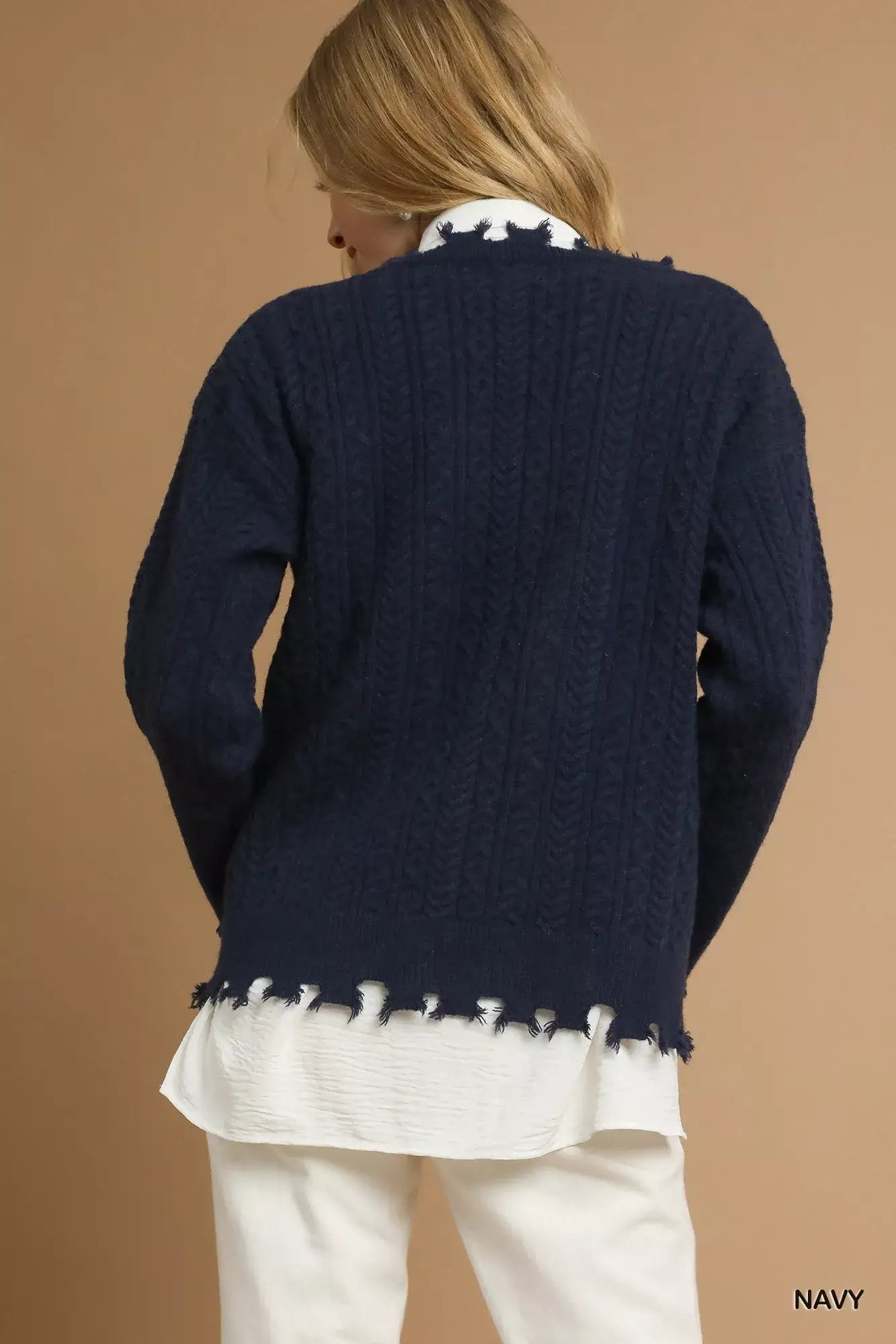 Umgee Distressed American Flag Sweater