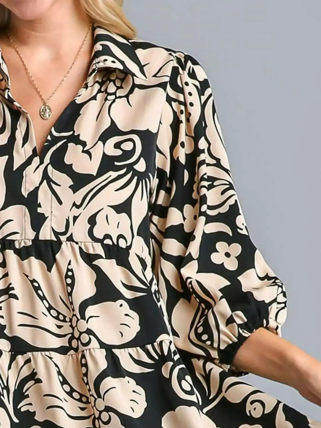 Umgee Floral Print Tiered Midi Dress - Midi Dress