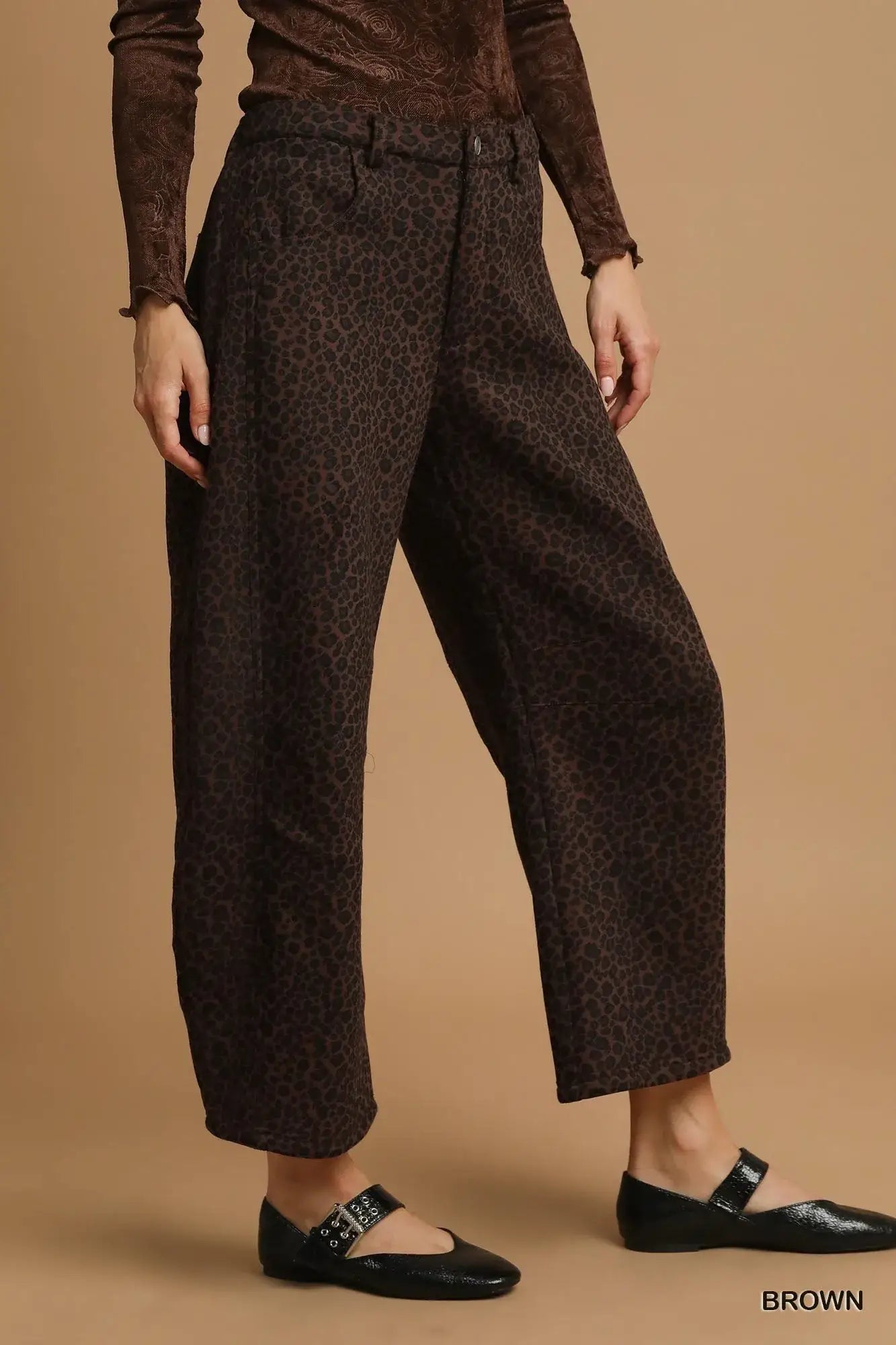 Umgee Leopard Print Wide Leg Pants - Leopard Print Wide Leg Pants