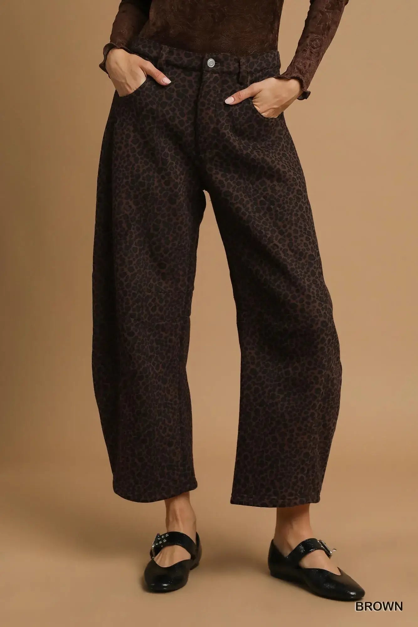 Umgee Leopard Print Wide Leg Pants - Leopard Print Wide Leg Pants