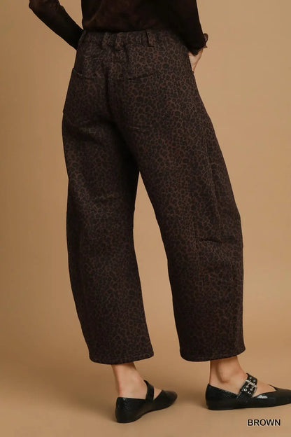 Umgee Leopard Print Wide Leg Pants - Leopard Print Wide Leg Pants