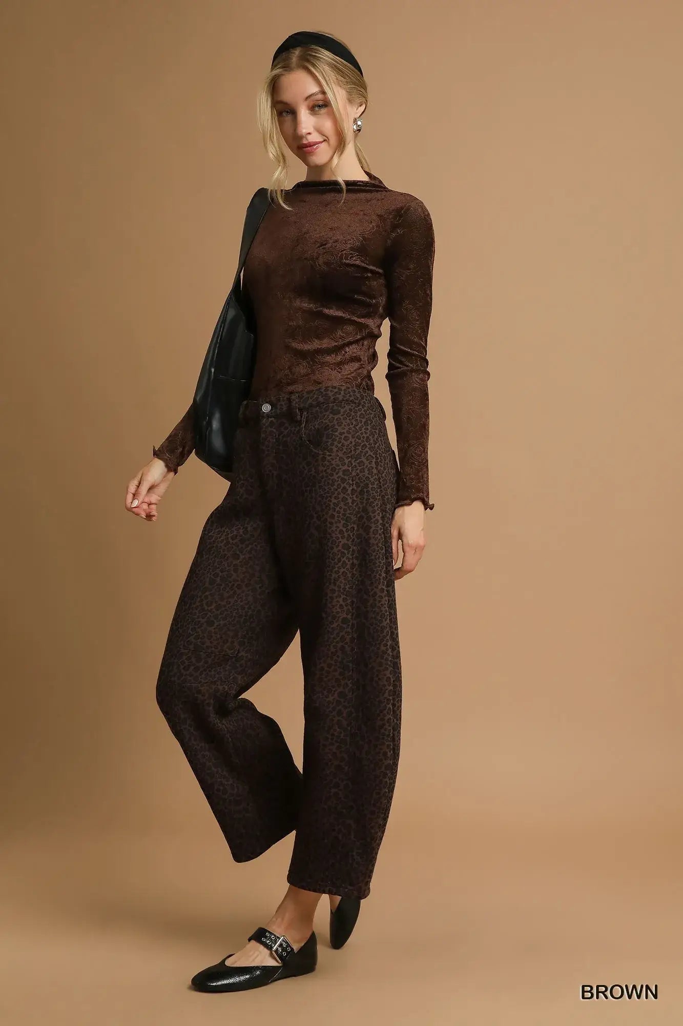 Umgee Leopard Print Wide Leg Pants - Brown / S - Leopard Print Wide Leg Pants