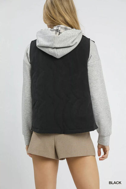 Umgee Quilted Embroidered Vest