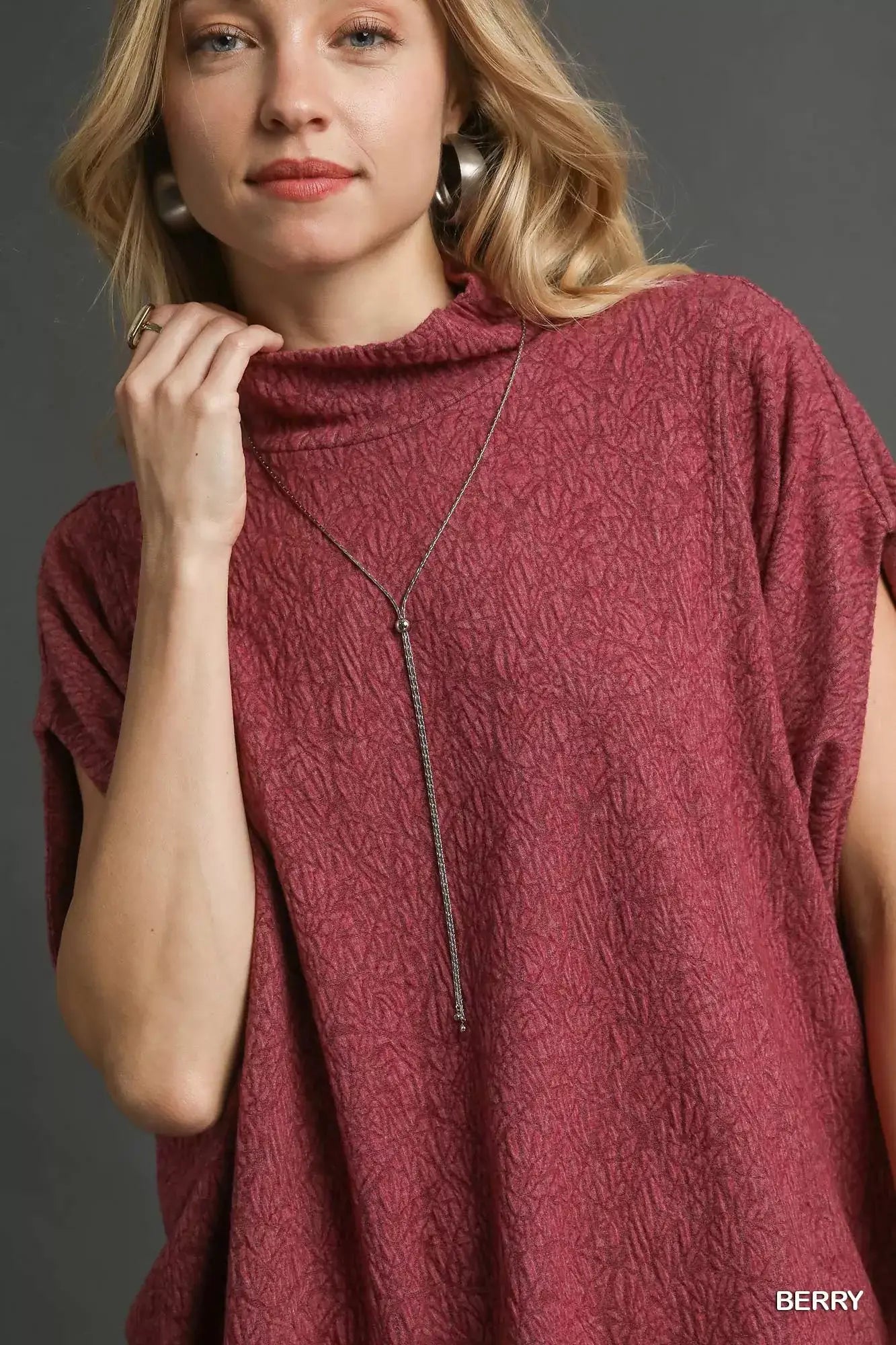 Umgee Textured Mock Neck Relaxed Top - Mock Neck Relaxed Top
