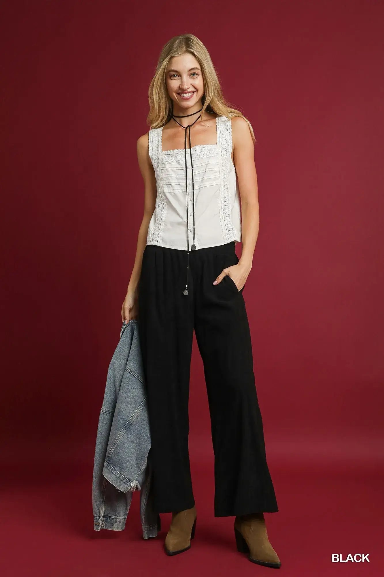 Umgee Wide-Leg Corduroy Pants