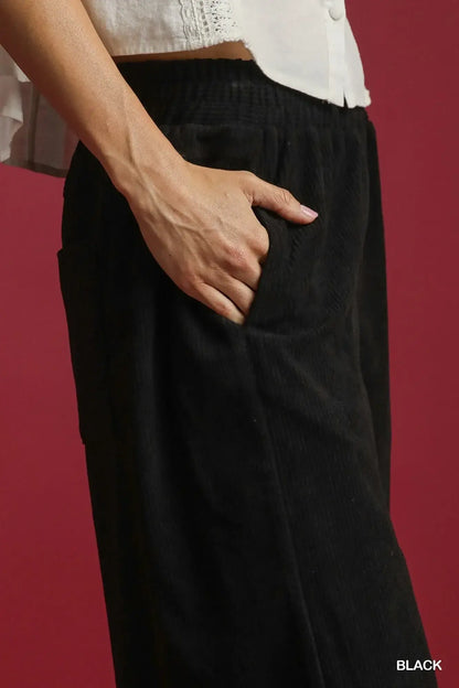 Umgee Wide-Leg Corduroy Pants