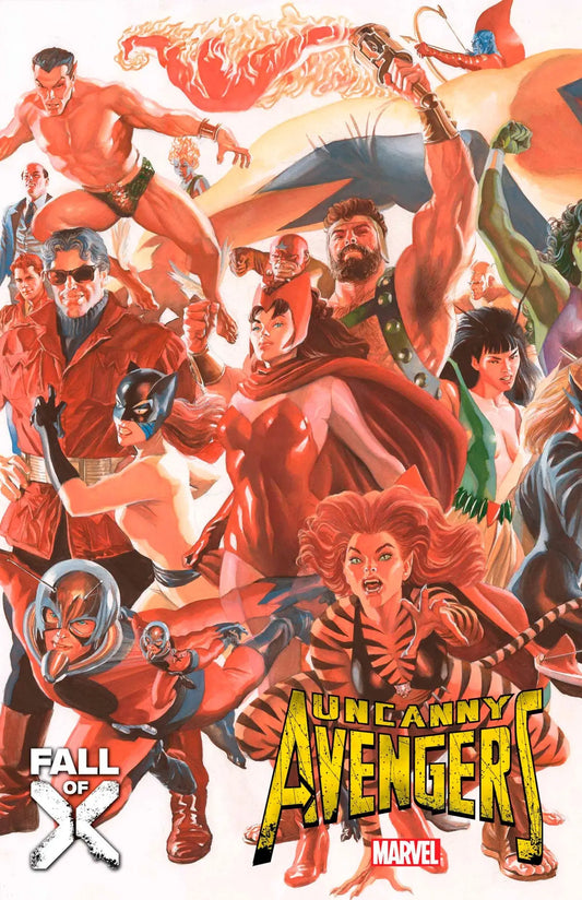 Dynamic comic book cover of Uncanny Avengers featuring unity squad in action poses