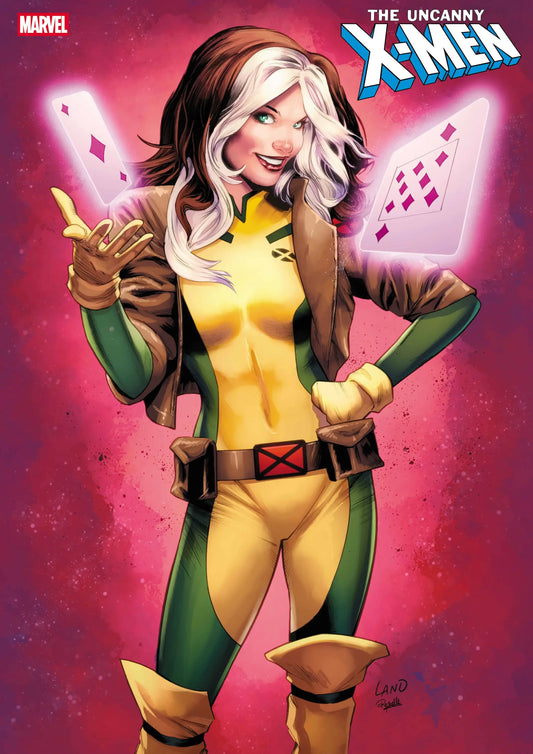 Rogue comic book cover from UNCANNY X-MEN #18 by Greg Land featuring Rogue character