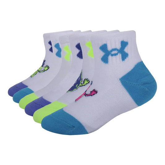 White ankle socks with colorful accents for Baby Girls from Under Armour Multi Pack