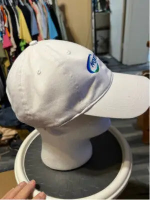 White cap America North State hat with blue and green logo, adjustable unisex style