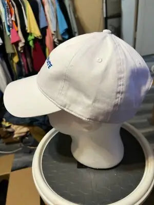 White unisex Cap America North State Hat on mannequin head for adjustable style