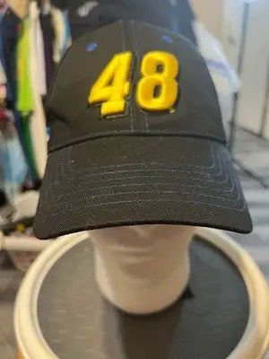 Black baseball cap with yellow 48 embroidery, Jimmie Johnson NASCAR Chase, size fits
