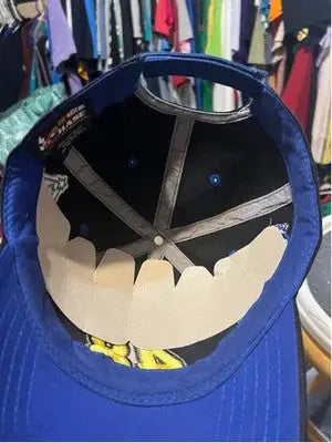 Interior view of a blue NASCAR Chase cap with sweatband and size fits Jimmie Johnson