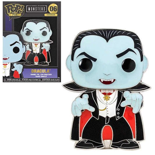 Universal Monsters Dracula large enamel pin featuring Dracula enamel pin design