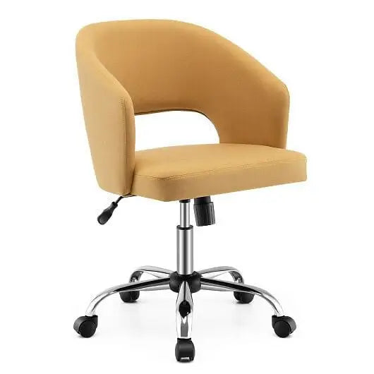 Upholstered Swivel Office Chair with Hollow Out Back - Color:Yellow - Office Chairs