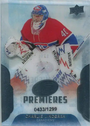 Ice hockey goaltender in Montreal Canadiens jersey 41 on Upper Deck Ice Premieres Rookie Card