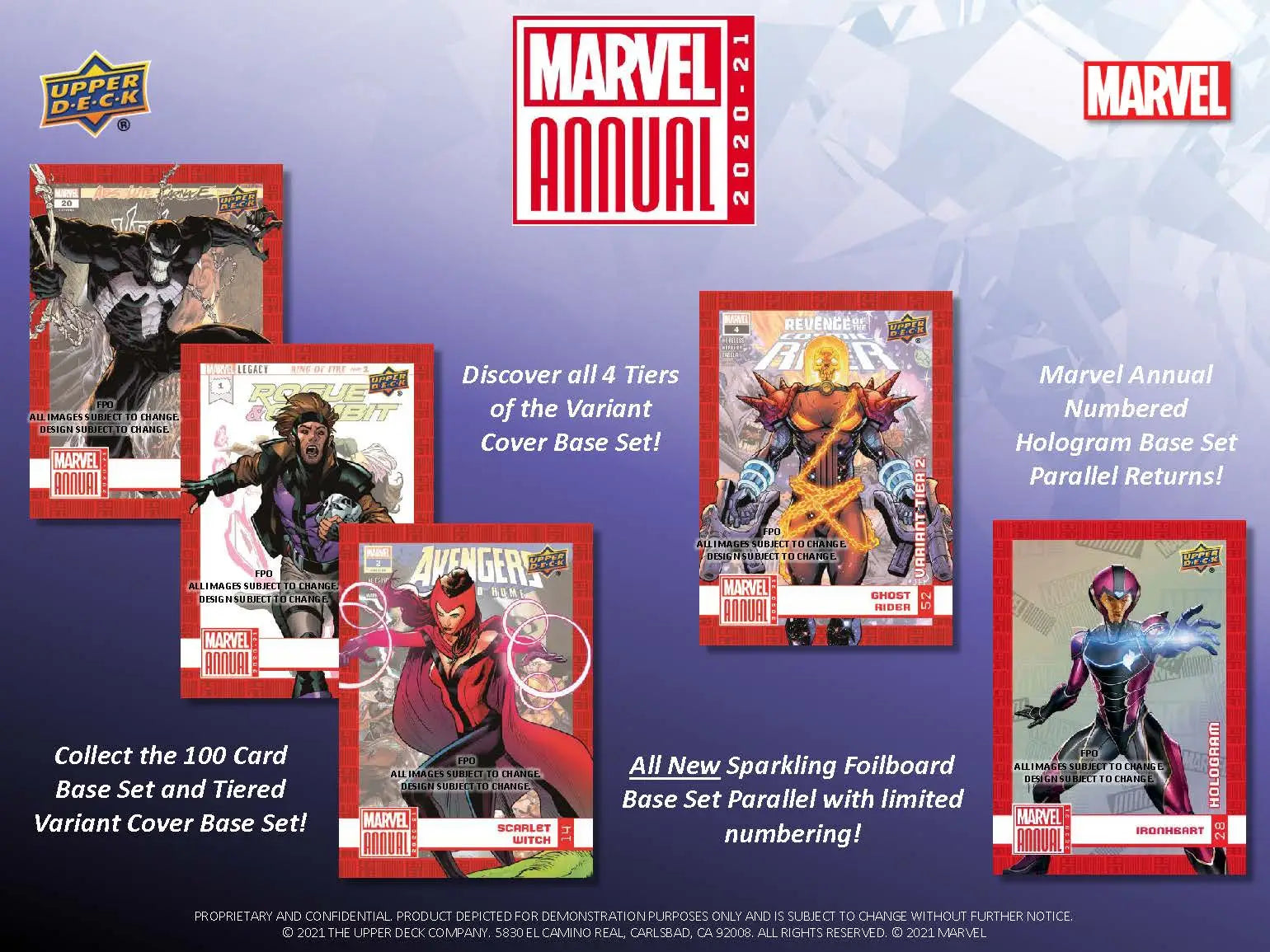 Upper Deck Marvel Annual trading cards advertisement featuring superhero character covers