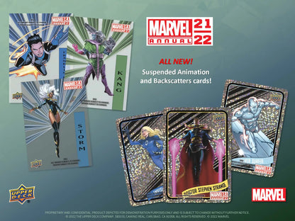 Upper Deck Marvel Annual trading cards advertisement showcasing suspended animation effects