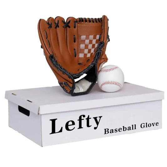 Brown left handed baseball glove and baseball for left hand throw T-Ball & youth play