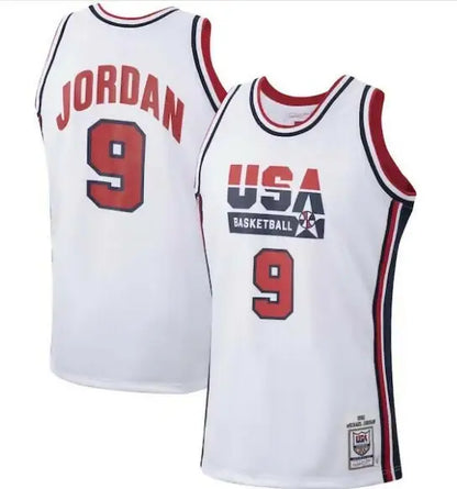 USA Basketball Michael Jordan White 1992 Authentic Jersey with red and navy trim