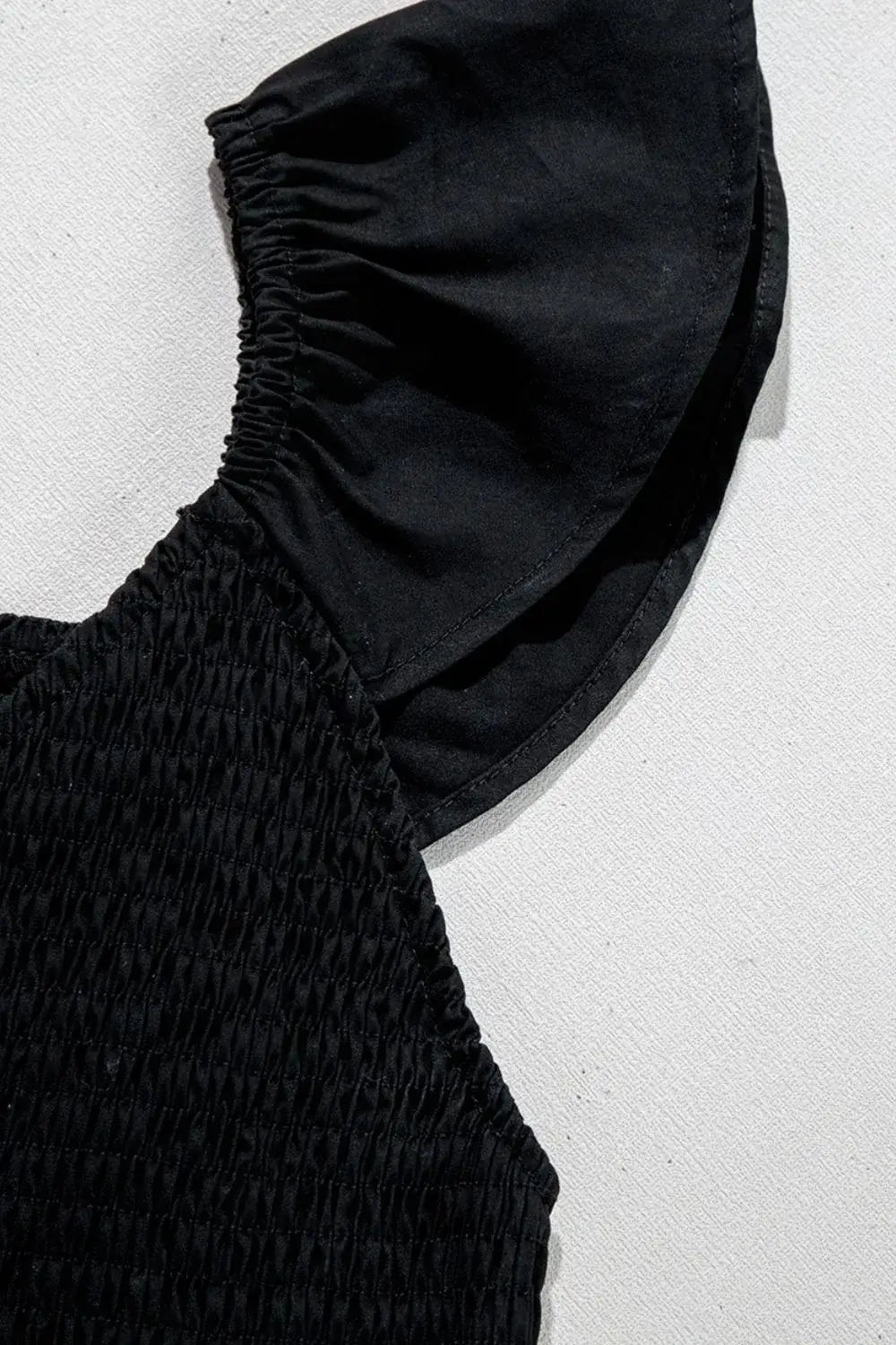 V Neck Ruffled Cap Sleeve Smocked Maxi Dress - dress