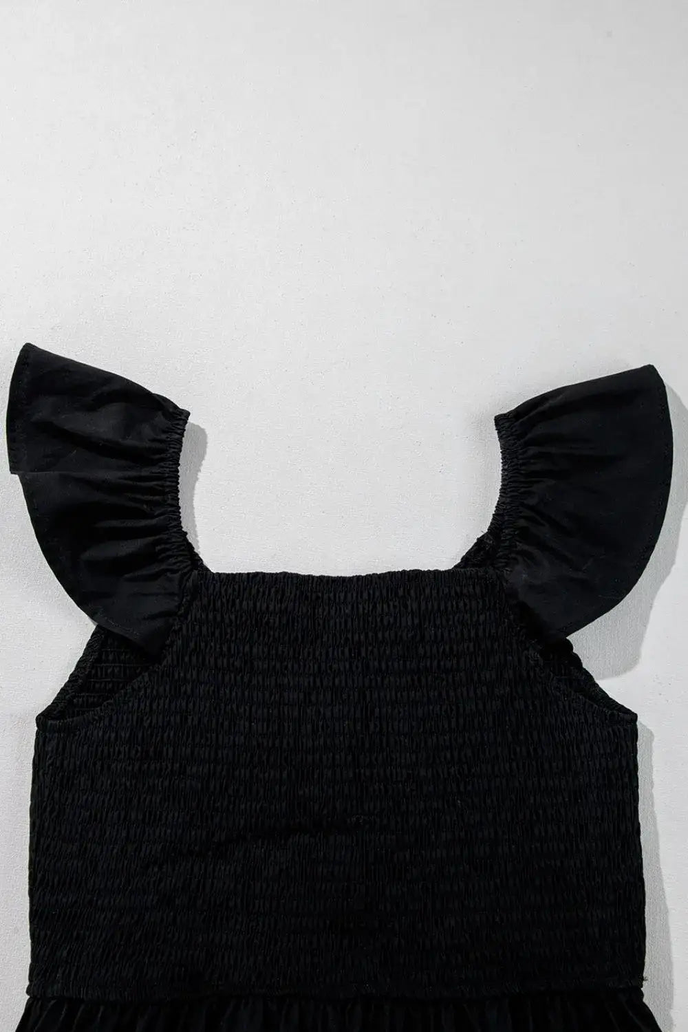 V Neck Ruffled Cap Sleeve Smocked Maxi Dress - dress