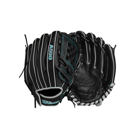 Wilson 2024 A500™ Siren™ 12” Youth Infield Fastpitch Softball Glove - Right Hand Throw Black/Teal
