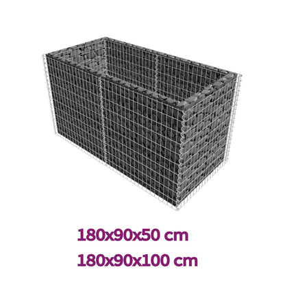 vidaXL Gabion Planter Gabion Basket Post Raised Garden Bed Galvanized Steel-1