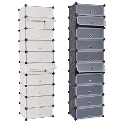 vidaXL Interlocking Shoe Organizer White/Black Cabinet Shelf 10 Compartments-1