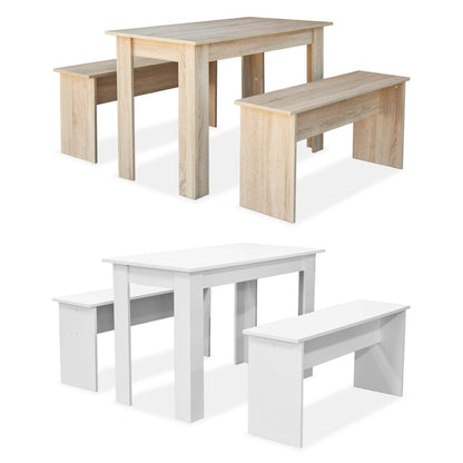 vidaXL Dining Set Kitchen Table and Stool Dining Bench 3 Piece Engineered Wood-0