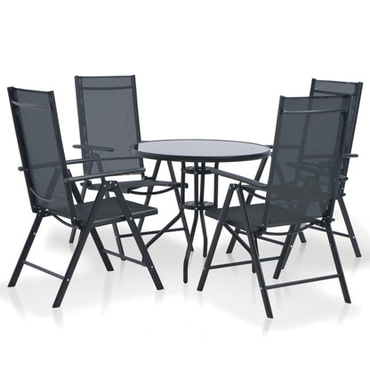 vidaXL 5 Piece Patio Dining Set Aluminum and Textilene Black-5