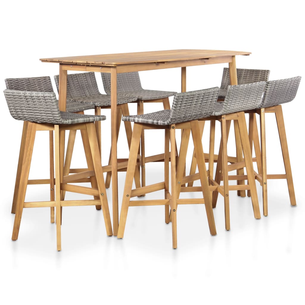 vidaXL Patio Bar Set Patio Furniture Set Table and Stools Solid Acacia Wood-5