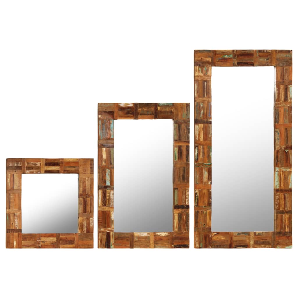 vidaXL Decorative Mirror Wall Mirror Bathroom Mirror Solid Reclaimed Wood-5