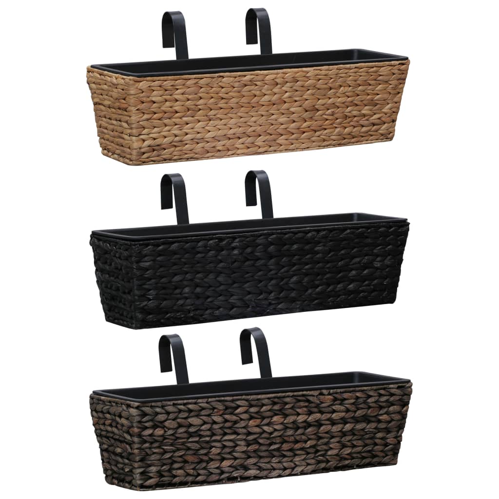 vidaXL Railing Planters Balcony Deck Planters with Inner 2 pcs Water Hyacinth-5