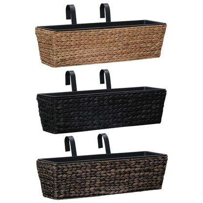 vidaXL Railing Planters Balcony Deck Planters with Inner 2 pcs Water Hyacinth-5