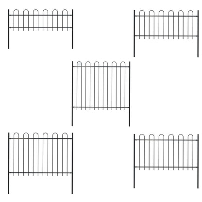 vidaXL Garden Fence Patio Privacy Screen Fence Wall with Hoop Top Steel Black-5