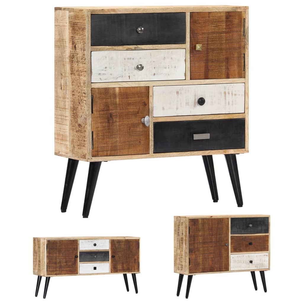 vidaXL Sideboard 3-Drawer Cupboard Sideboard Buffet Cabinet Solid Wood Mango-4