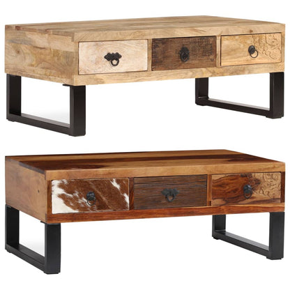 vidaXL Coffee Table End Table Side Sofa Table with Drawers Solid Wood Mango-2