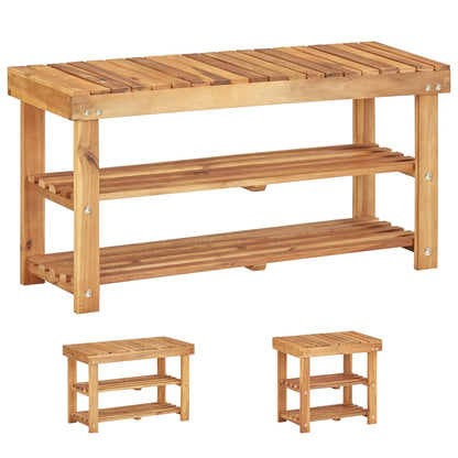 vidaXL Shoe Rack Bench Shoe Storage Organizer Shelf Holder Solid Acacia Wood-5