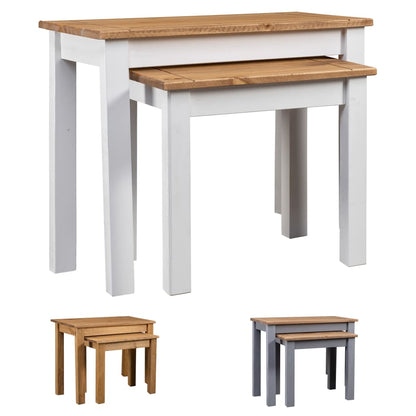 vidaXL Nesting Tables 2 Pcs Coffee End Table Solid Pine Wood Panama Range-5