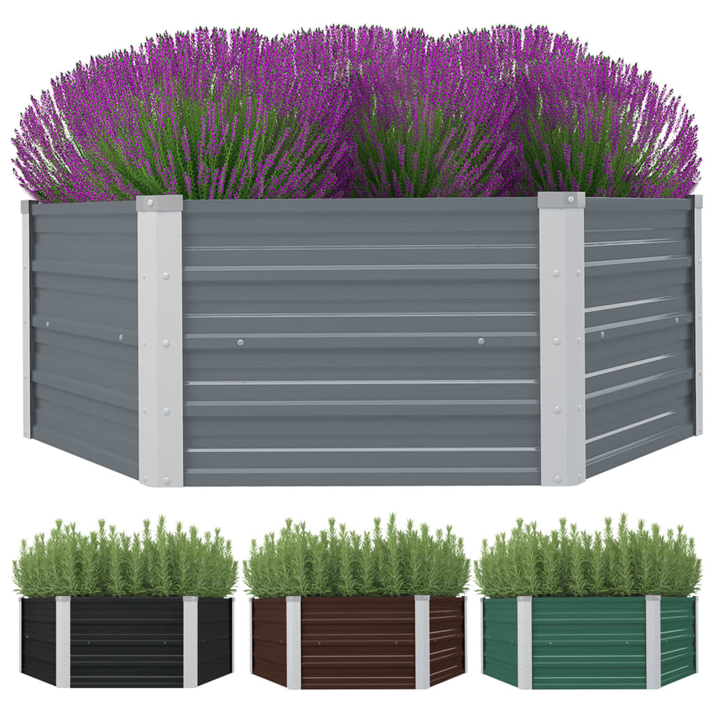 vidaXL Raised Garden Bed Patio Raised Flower Bed Galvanized Steel Planter