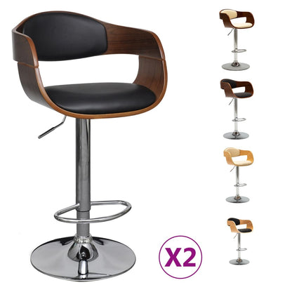 vidaXL Solid Bent Wood Bar Stool Faux Leather Bar Counter Seating Multi Colors-4