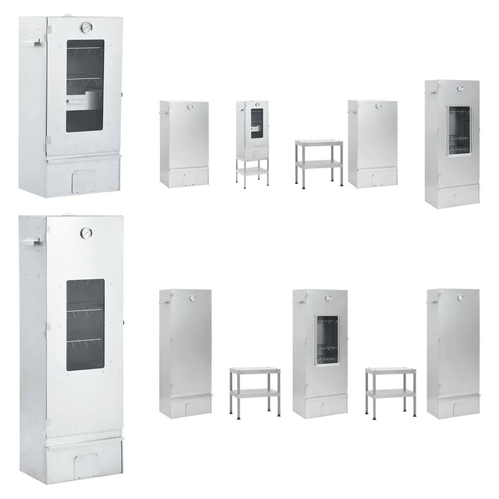 vidaXL BBQ Oven Smoker with Table Galvanized Steel-0