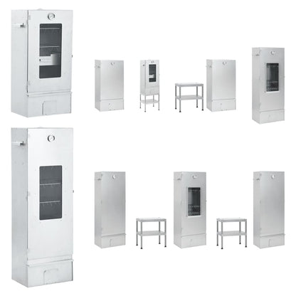 vidaXL BBQ Oven Smoker with Table Galvanized Steel-0