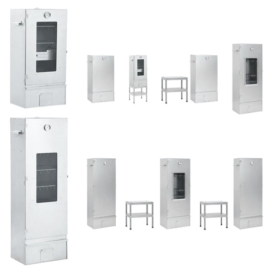 vidaXL BBQ Oven Smoker with Table Galvanized Steel-0