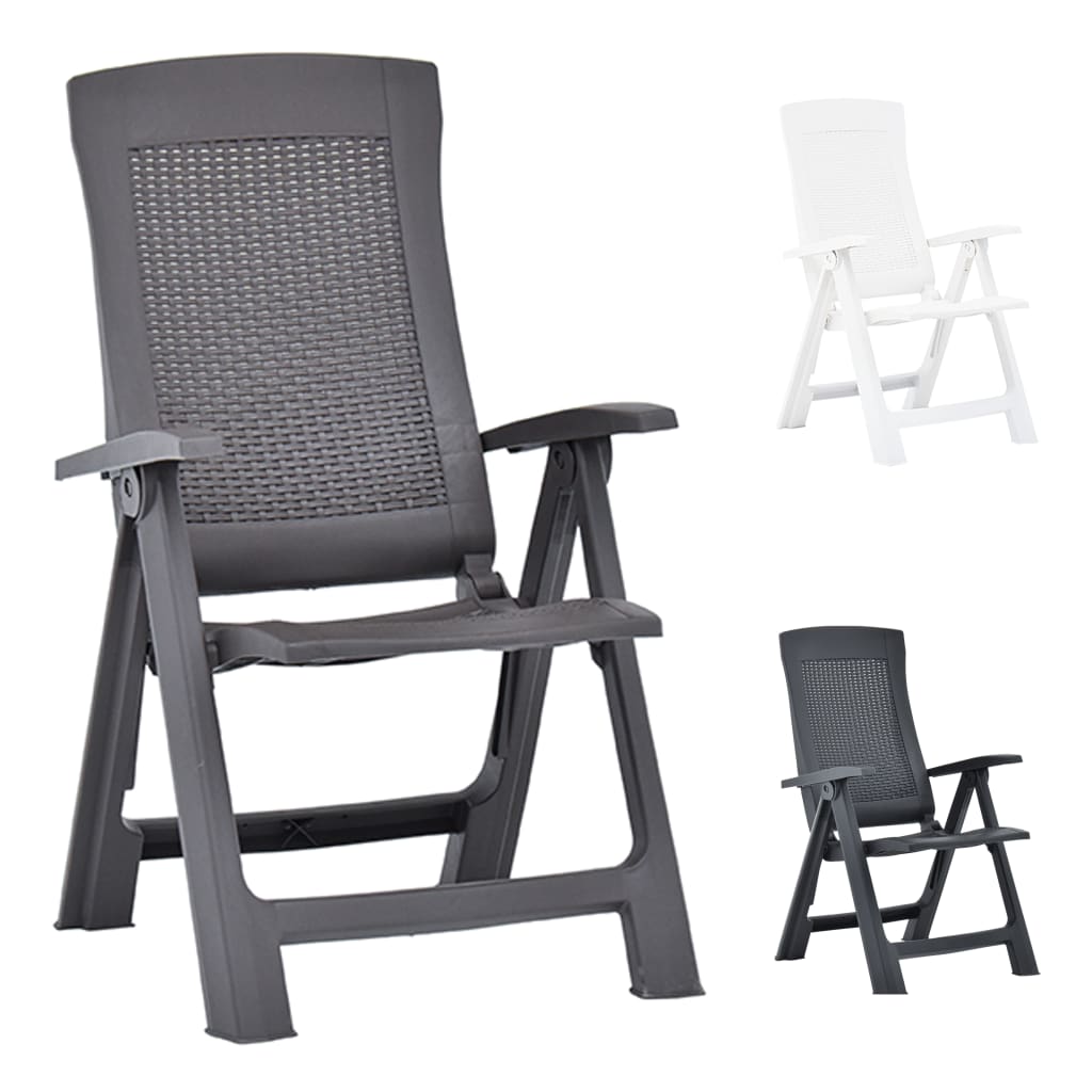 vidaXL Outdoor Recliner Chairs 2 Pcs Patio Reclining Lounge Chair Plastic-5