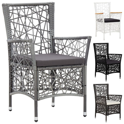 vidaXL Patio Chairs 2 Pcs Patio Rattan Dining Chair with Cushions Poly Rattan-5