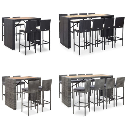 vidaXL 5 Piece Patio Bar Set Poly Rattan and Acacia Wood Black-1